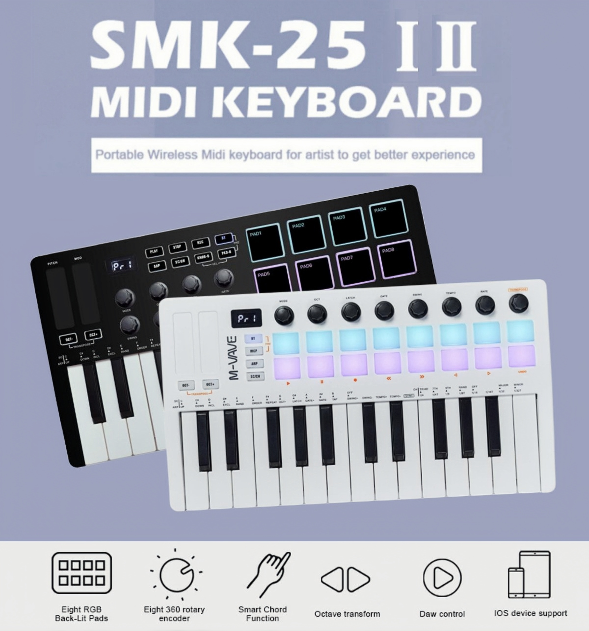 Midi Controller Pad - M-VAVE SMK-25 II MIDI Pad Controller