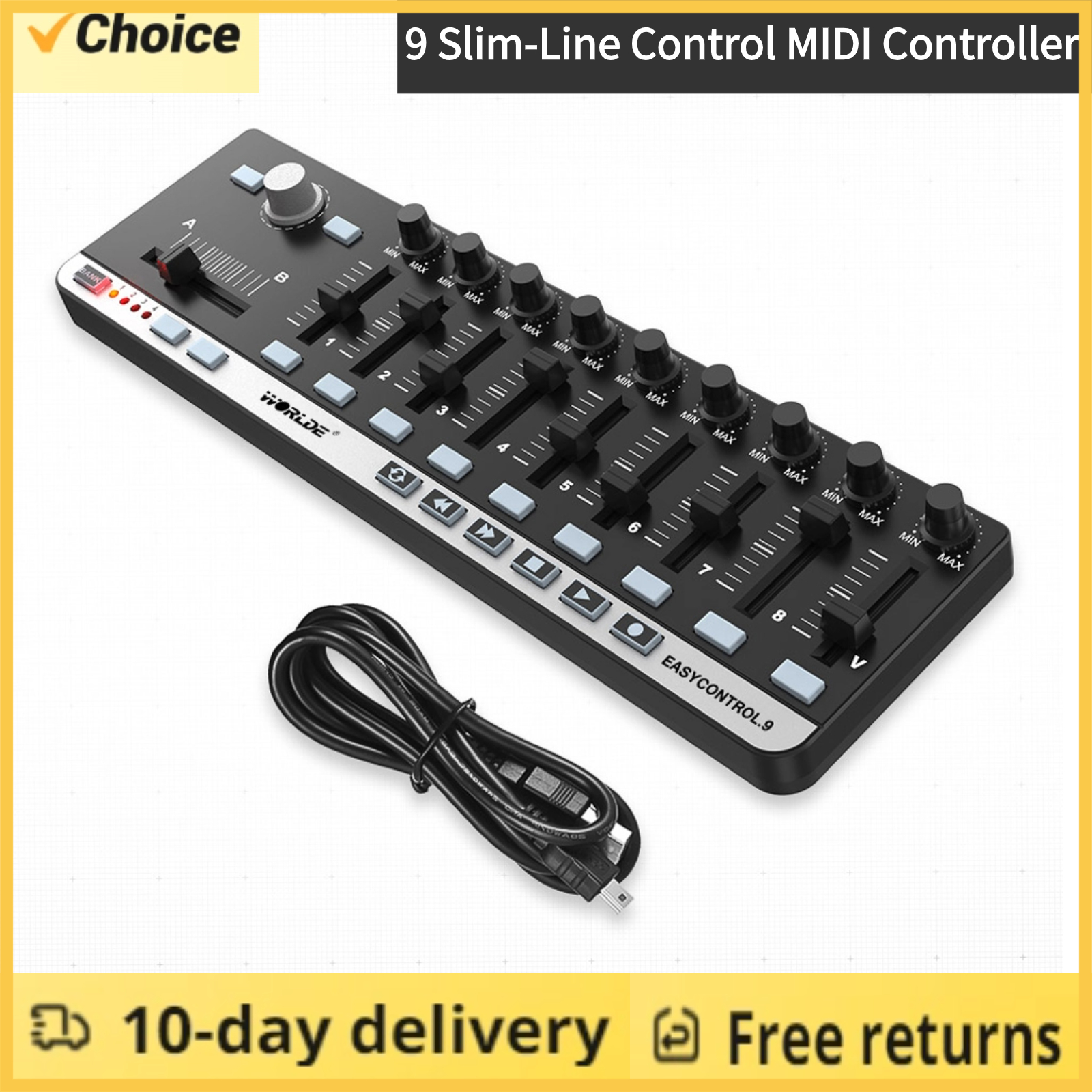 Midi Controller Pad - Worlde MIDI Controller EasyControl.9 Portable Mini