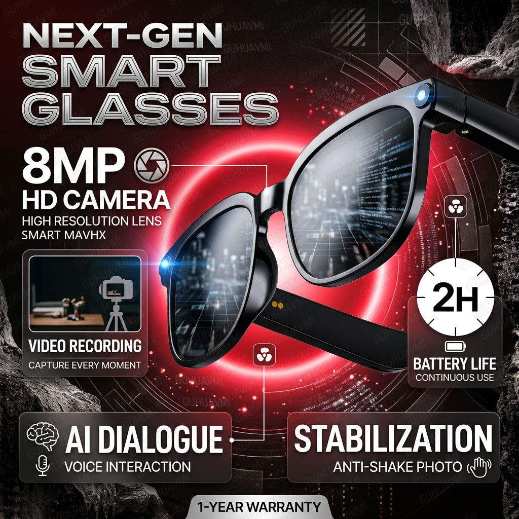 Wireless Smart Camera Glasses  - مراجعة Audio Music For Video وسعره