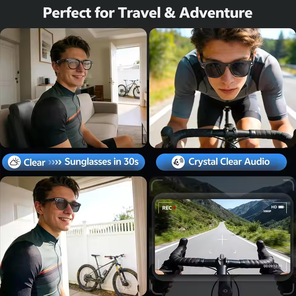 Wireless Smart Camera Glasses  - مراجعة Audio Music For Video وسعره