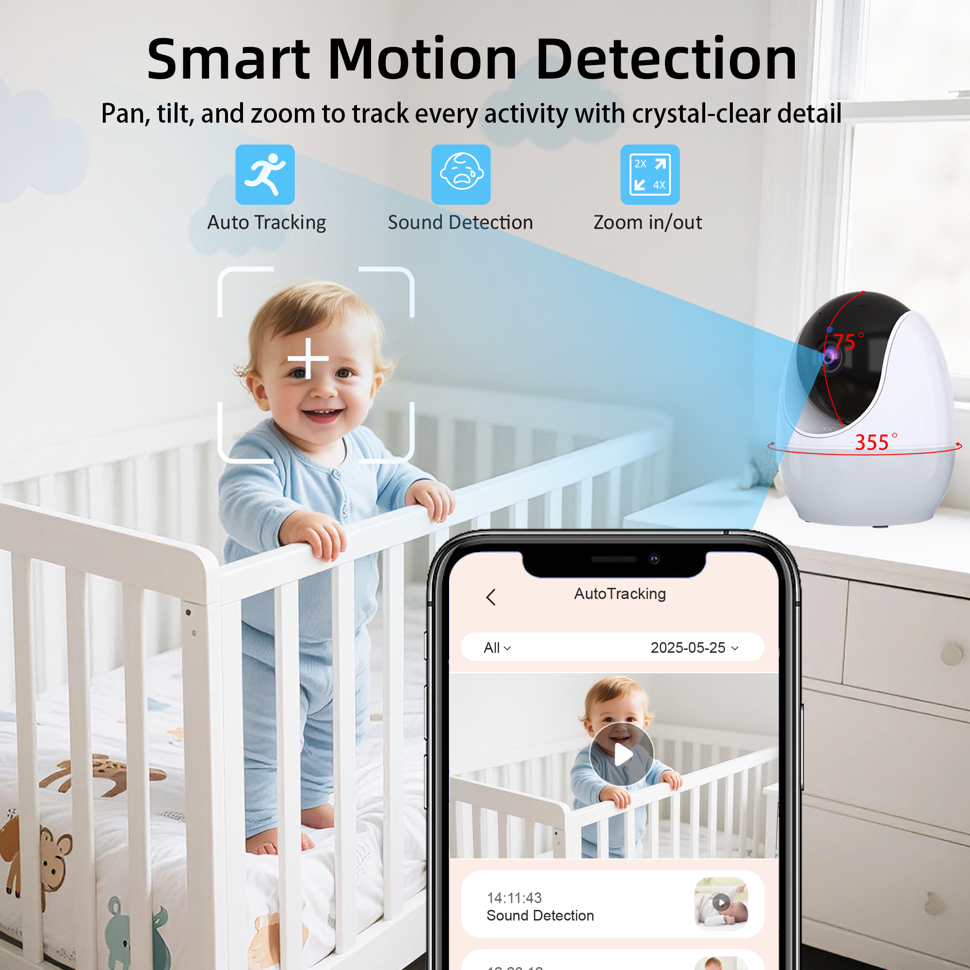 4.3 Inch Display Baby Monitor  - مراجعة Audio Music Track وسعره