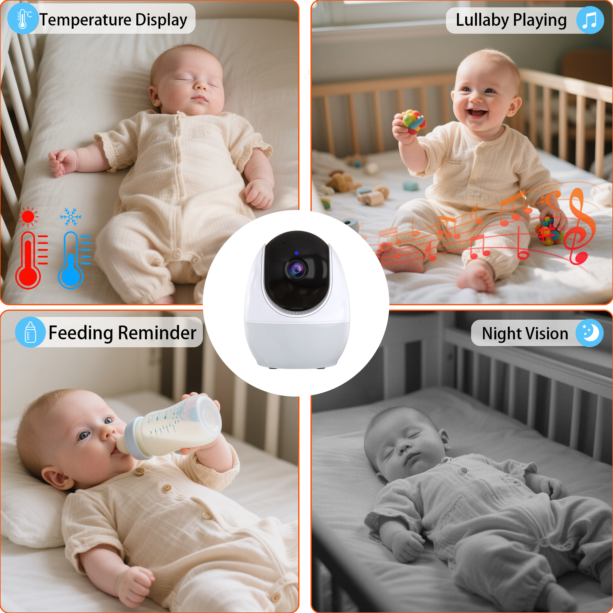 4.3 Inch Display Baby Monitor  - مراجعة Audio Music Track وسعره
