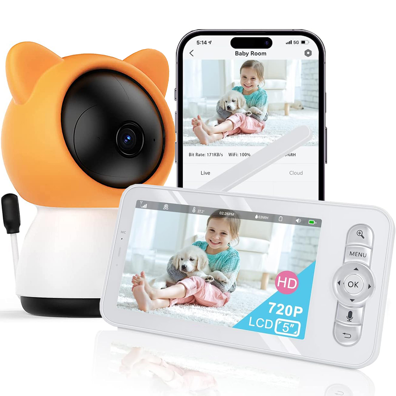 2K/3MP 5-inch Wireless Baby Mo - مراجعة Audio Music Track وسعره