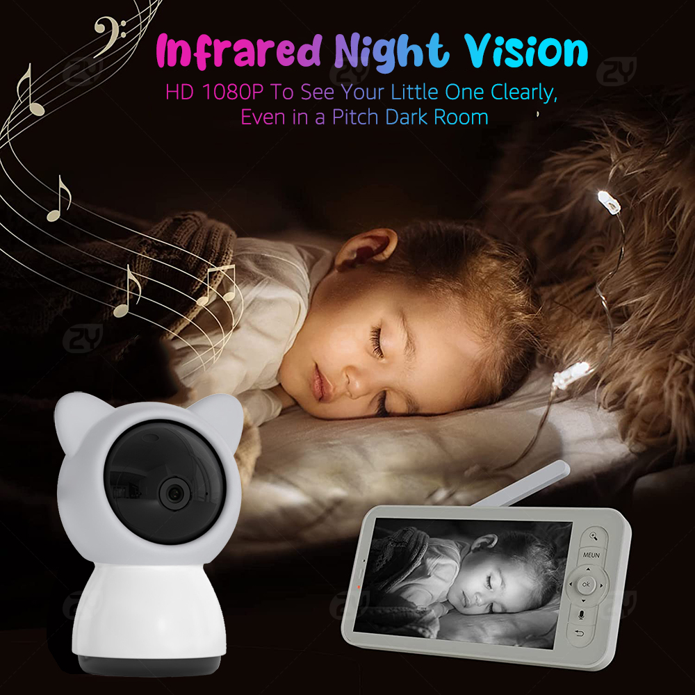 2K/3MP 5-inch Wireless Baby Mo - مراجعة Audio Music Track وسعره