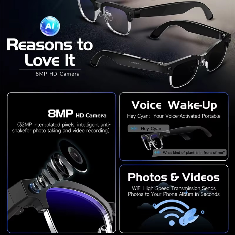 Smart Camera Glasses Photo and - مراجعة Audio Music For Video وسعره