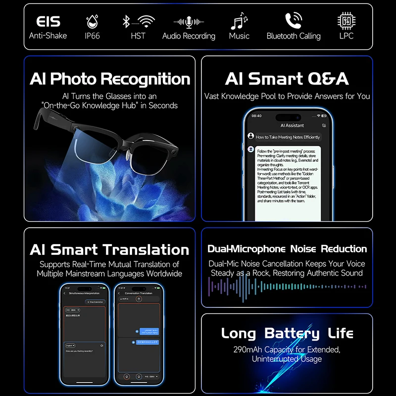 Smart Camera Glasses Photo and - مراجعة Audio Music For Video وسعره