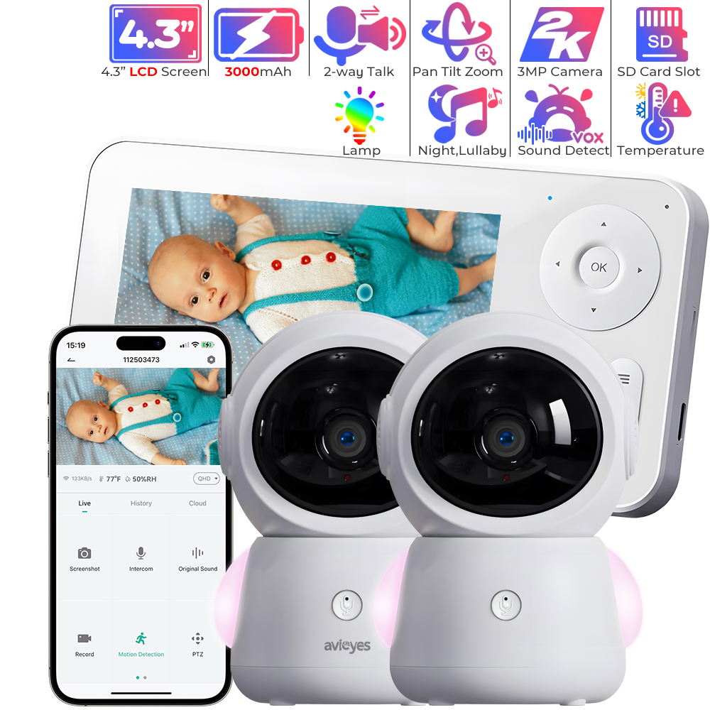 2K WiFi Baby Monitor with Scre - مراجعة Audio Music Track وسعره