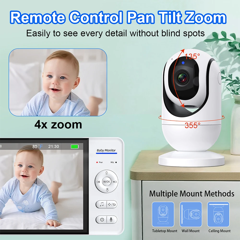 No WiFi 7 Inch Baby Monitor 2- - مراجعة Audio Music For Video وسعره