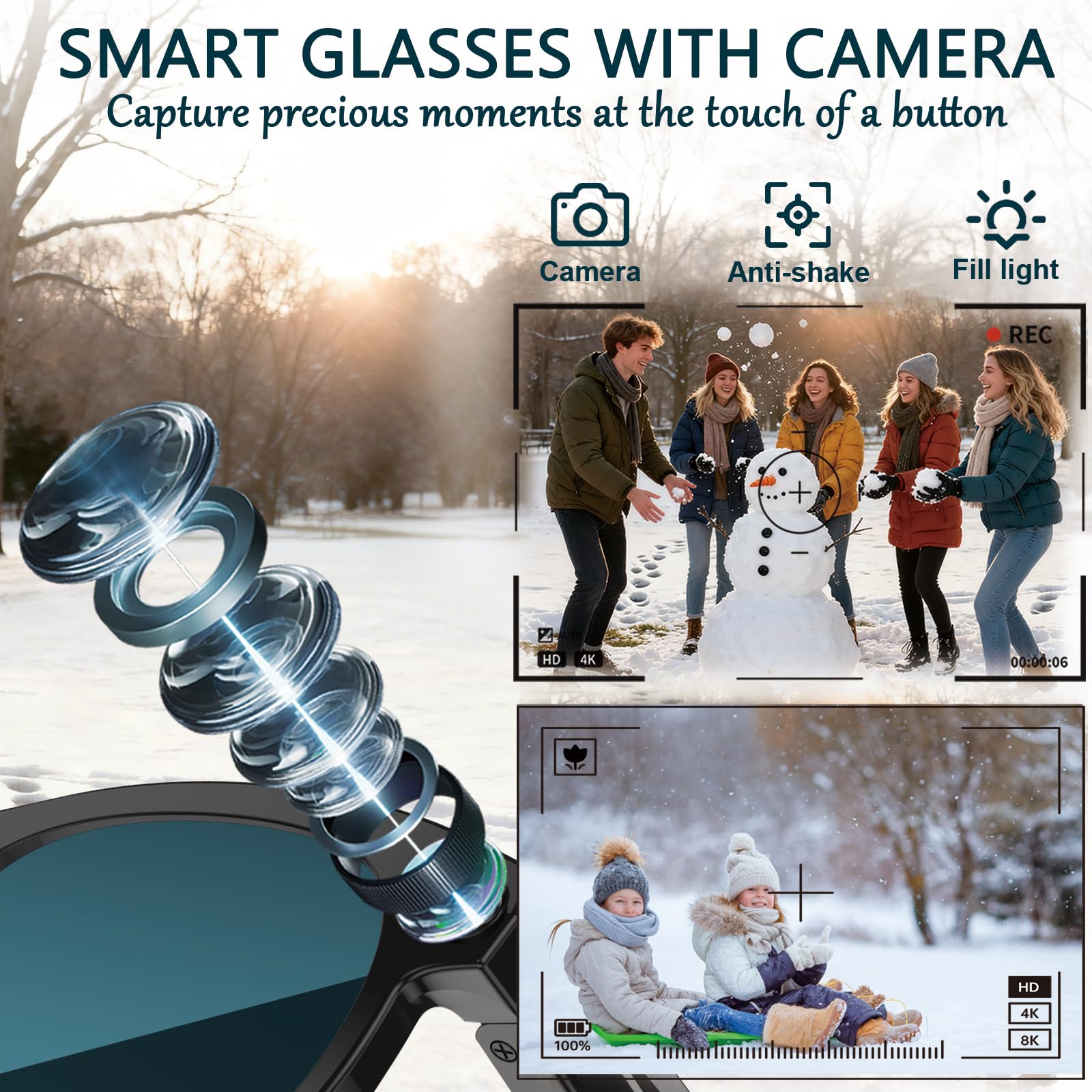 Black Smart Ai Glasses for Men - مراجعة Audio Music For Video وسعره