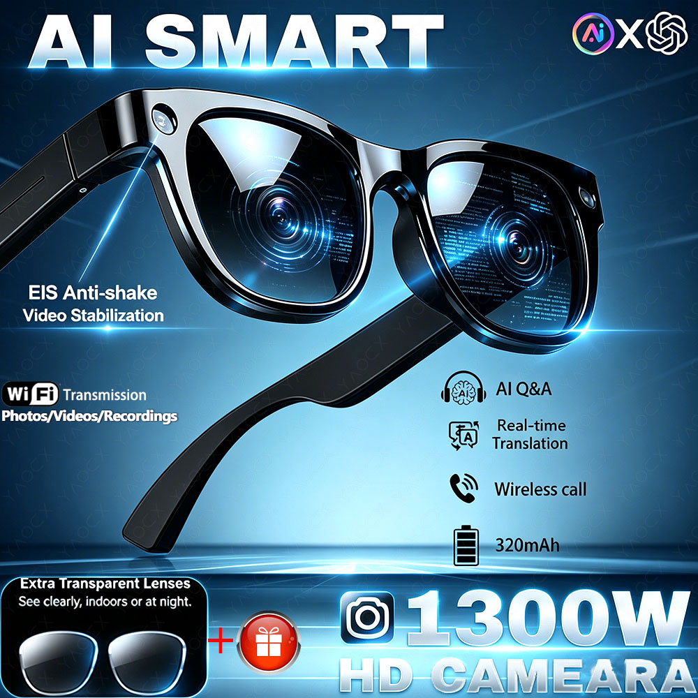 1300W HD Camera Smart AI Glass - مراجعة Mix Audio Music وسعره