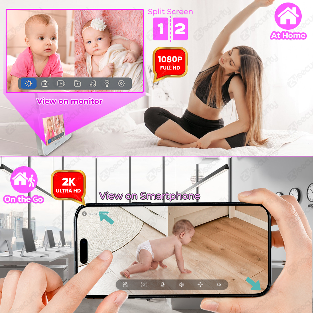 2K 3MP Two Camera WiFi Baby Mo - مراجعة Audio Music Track وسعره
