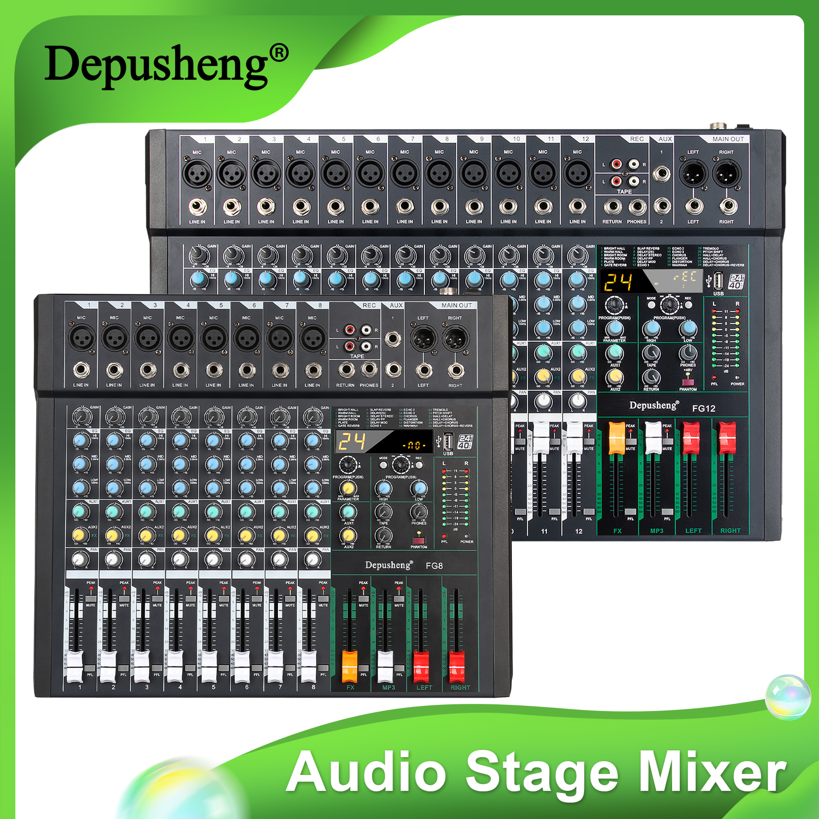 8/12Channel  DJ Console 24DSP  - مراجعة Audio And Music Mixer وسعره