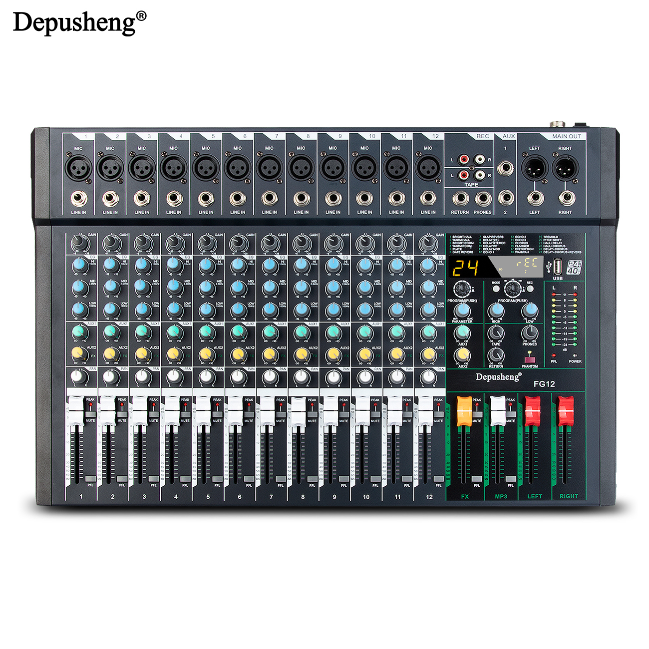 8/12Channel  DJ Console 24DSP  - مراجعة Audio And Music Mixer وسعره