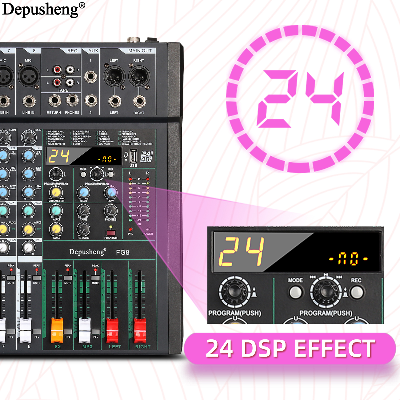 8/12Channel  DJ Console 24DSP  - مراجعة Audio And Music Mixer وسعره