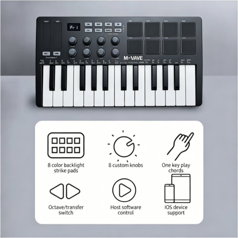 M-VAVE SMK-25 Black Portable M - مراجعة Midi Controller Pad وسعره