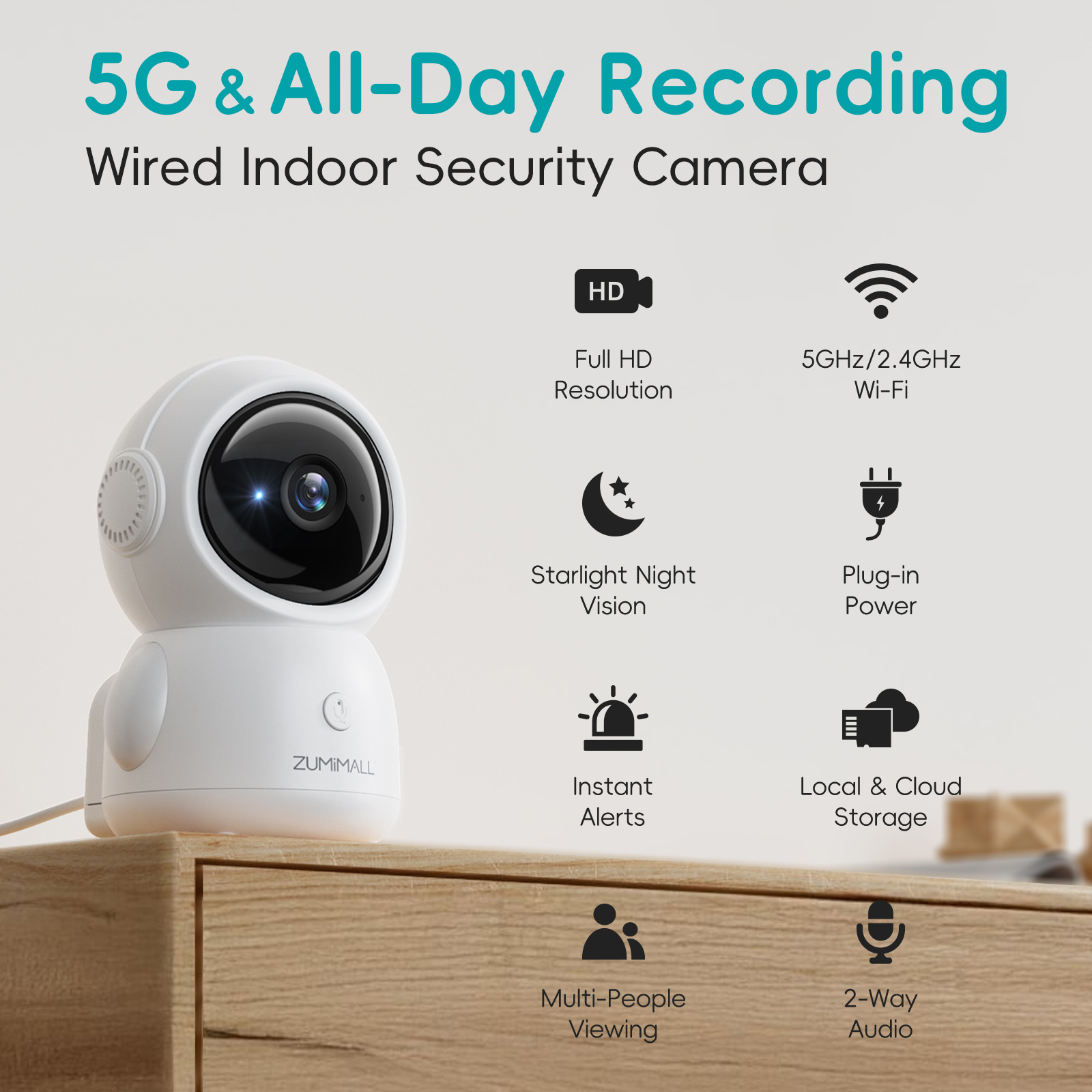 ZUMIMALL Wired security Camera - مراجعة Audio Music Track وسعره